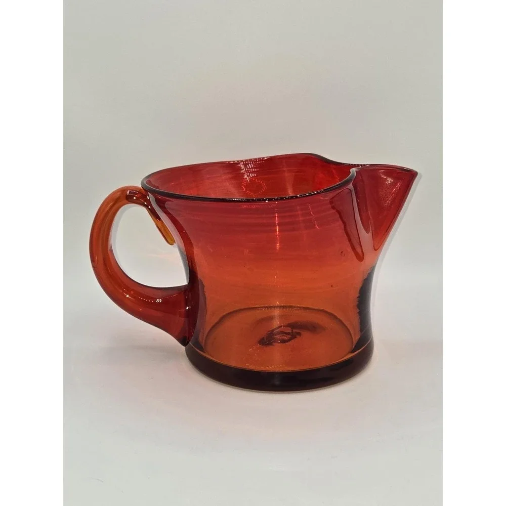 Blenko #667L Tangerine Pitcher‎ Joel Myers 1966 Art Glass Water Pitcher MCM